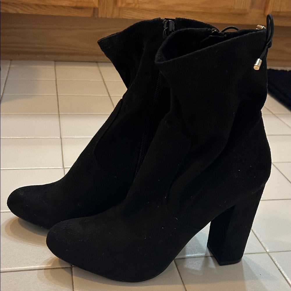 Material Girl Black Heeled Boots